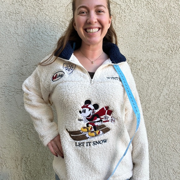 Disney Sweaters - sney Mickey Mouse Sherpa Quarter Zip Fleece Pullover Cozy Winter